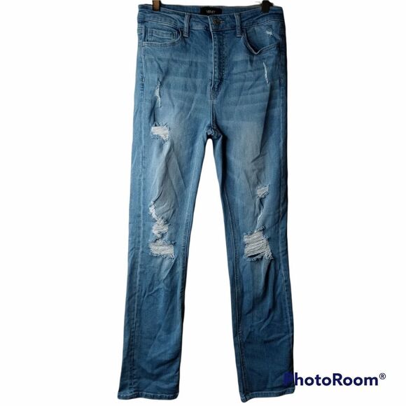Vervet Cuffed Straight Distressed Jeans - Picture 1 of 5